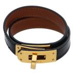 ショッピングドゥ エルメス サイズ:T3 ケリー ドゥブルトゥール W刻印 G金具レザーブレスレット 中古 SB01