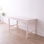 ショッピング学習机 北欧風 パソコンデスク/学習机 〔幅140×奥行60cm ホワイト〕 木製 パイン材 フェルト付き 〔リビング 勉強部屋〕 組立品