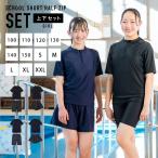 スクール水着 半袖セット 女の子 セパレート スパッツ型 キュロット型 シールゼッケン付き 学校 水泳 大きいサイズ