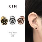 ボディピアス 軟骨 16G かわいい バラ ばら 薔薇 花 フラワー ストレートバーベル ステンレス 片耳用