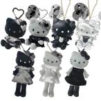  Sanrio Hello Kitty эмблема Angel стиль выше кожзаменитель очарование мягкая игрушка kalabina держатель белый чёрный Monotone 