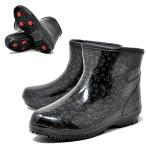  шиповки защищающий от холода сапоги женский женский 3762 цветочный принт чёрный черный . скользить предотвращение скольжения скольжение трудно снег зимний боты короткий водонепроницаемый влагостойкая обувь 