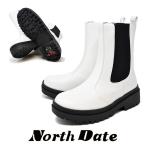  шиповки боты женский casual NORTH DATE защищающий от холода зима обувь North Date 7201 белый водоотталкивающий снег скольжение трудно со вставкой из резинки застежка-молния Work ботинки 