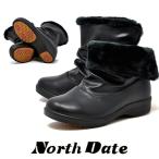 防寒 防水 2way スノーブーツ 防滑 スパイク レディース NORTH DATE ノースデイト 8400 ブラック スムース 黒 4E 雪 冬 靴