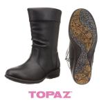  женский водонепроницаемый ботинки широкий 4E боты снегоступы TOPAZ топаз 4655 чёрный черный защищающий от холода застежка-молния молния снег зима Hokkaido 