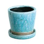 ダルトン(Dulton) 植木鉢 プランター 4号 ターコイズ 受け皿付き 穴あり 陶器鉢 カラー 園芸用品 高さ11cm 上部_φ12cm 底