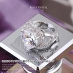 大胆デザイン ダブルハート ホワイト リング