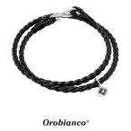 オロビアンコ レザー2連ブレスレット ブラック OREB036BKS シルバー925 Orobianco Bracelet 革紐 ブランド メンズ レディース