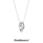 オロビアンコ  ネックレス ダブル リング OREN042TRS (シルバー x トリコロールカラー) シルバー925 チェーン45+5cm Orobianco Necklace メンズ レディース
