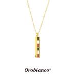 オロビアンコ バー ネックレス シルバー925 OREN051TRG (ゴールド&amp;トリコロール) チェーン40+5cm Orobianco Necklace ブランド メンズ