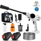 高圧洗浄機 コードレス 充電式 水圧洗浄機【5MPA吐出圧力 水噴射量5.2L/min 6-in-1ノズル】 自吸式 ポータブル ガン 洗車機