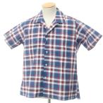 ショッピングINDIVIDUALIZED インディビジュアライズド シャツ INDIVIDUALIZED SHIRTS チェック柄 コットン オープンカラー 半袖シャツ ブルー×ホワイト×レッド XS