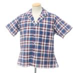 ショッピングINDIVIDUALIZED インディビジュアライズド シャツ INDIVIDUALIZED SHIRTS チェック柄 コットン オープンカラー 半袖シャツ ブルー×ホワイト×レッド S