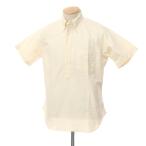 ショッピングINDIVIDUALIZED 【中古】インディビジュアライズドシャツ INDIVIDUALIZED SHIRTS オックスフォードコットン プルオーバー 半袖BDシャツ クリーム【サイズ14 1/2】[APD]