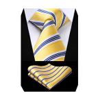 [Enlision] 結婚式 黄色 ネクタイ ポケットチーフ メンズ フォーマル ネクタイ ストライプ 就活用 ネクタイ かわいい