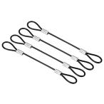 PATIKIL 4本 セキュリティワイヤー 0.1m 直径2mm ダブルループ付き ステンレスワイヤー コーティングされた 防犯ロープ 荷物ロック用 盗難防止 吊り下げ 黒