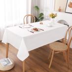 AooHome テーブルクロス 白 長方形 撥水加工 無地 汚れ防止 おしゃれ シンプル テーブルカバー リネン類 耐熱 丸洗い お手入れ簡単 家庭用 4人がけ ホワイト 130