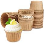 FUZHENTU マフィン カップ 100枚 マフィン型 紙 おかず カップ ベーキングカップ 耐熱カップ 紙製 使い捨て ケーキ型 DIY 製菓用品 (100枚木色)