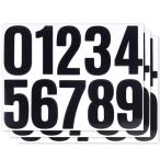 数字 シール 大きい 防水 ステッカー 番号シール ナンバー 大きめ 黒 白 (4インチ 黒 3枚セット)