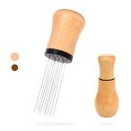 Woouch WDTツール エスプレッソ分配ツール 10針エスプレッソコーヒースターラー ナチュラルウッドハンドル スタンド付き (アッシュウッド)