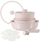 CAROTE カローテ フライパン セット 8点 食洗機対応 フッ素不使用 体に害のないフライパン PFAS PTFE PFOA PFOS フリー IH対応 ガス火対応 セラミックフライパン