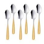 Buyit スプーン ティースプーン コーヒースプーン 6本セット 18-0ステンレス製 鏡面仕上げ 食洗器可 全長13.5cm シルバー/ゴールド