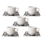 ショッピングduo Dolce duo コーヒーカップ セット (箱入り) 5客 スタッキング カップ＆ソーサーセット ガラスプレート DAM-257