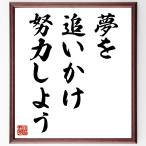 名言「夢を追いかけ、努力しよう」手書き書道色紙額／受注後の毛筆直筆