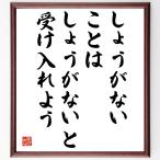 名言「しょうがないことは、しょうがないと受け入れよう」額付き書道色紙／受注後直筆