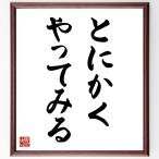 名言「とにかくやってみる」手書き書道色紙額／受注後の毛筆直筆