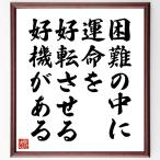 アルベルト・アインシュタインの名言「困難の中に運命を好転させる好機がある」手書き書道色紙額／受注後の毛筆直筆