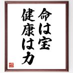 名言「命は宝、健康は力」手書き書道色紙額／受注後の毛筆直筆