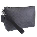  Coach клатч ручная сумочка мужской сумка outlet signature парусина PVC уголь черный CCF32QBMI5 COACH