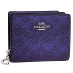 コーチ 財布 レディース 2つ折り 折財布 アウトレット PVC ネイビー スナップウォレット シグネチャー キャンバス SNAP WLT MTLLC SIG CCL96SBLNV COACH