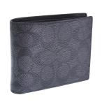 コーチ 財布 メンズ 2つ折り 折財布 コンパクト アウトレット 札入れ 小銭入れなし チャコールブラック 3 IN 1 ウォレット PVC SIGNATURE CW380CQBK COACH