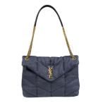 ショッピングキャンバス サンローラン パファー ミディアム ショルダーバッグ キャンバス 577475 ネイビー レディース SAINT LAURENT 中古