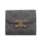 ショッピングセリーヌ セリーヌ スモールフラップウォレット トリオンフ 三つ折り財布 レザー レディース CELINE 中古 美品