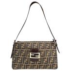 ショッピングフェンディ フェンディ ズッカ ショルダーバッグ キャンバス 26566 ブラウン レディース FENDI 中古