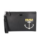 プラダ サフィアーノ クラッチバッグ レザー 2NH005 ブラック メンズ PRADA 中古