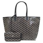 ショッピングゴヤール ゴヤール サンルイPM トートバッグ PVCコーティングキャンバス ブラック レディース GOYARD 中古 美品