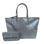 ゴヤール サンルイPM トートバッグ PVCコーティングキャンバス グレー ユニセックス GOYARD 中古 美品