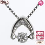 Pt850  Pt900 ネックレス ダイヤモンド 0.1ct ダンシング V字 ベネチアン Pt850プラチナ Pt900プラチナ シルバー ギフト プレゼント 中古