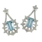Pt950 Pt900 ピアス アクアマリン4.12CT/3.95CT ダイヤモンド3.54CT 鑑別書付き 大振り ゴージャス Pt950プラチナ Pt900プラチナ シルバー【SH】 中古