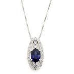 Pt900 Pt850 ネックレス サファイア1.19CT ダイヤモンド0.22CT Pt900プラチナ Pt850プラチナ シルバー 中古