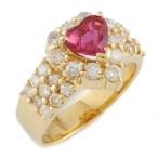 K18 リング 指輪 ルビー1.20CT ダイヤモンド1.31CT 鑑別書付き 13.5号 ハート パヴェ ゴージャス 18金 K18ゴールド ゴールド【SH】 中古