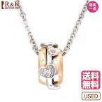 STAR JEWELRY K18WG K18PG ネックレス ダイヤモンド D0.02 ハート サークル リング 2カラー 輪 18金 ホワイトゴールド スタージュエリー ギフト プレゼント 中古