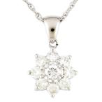 Pt900 ネックレス ダイヤモンド 1.01ct 花 フラワー Pt900プラチナ 中古