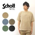 Schott ショット Tシャツ メンズ サーマル オーバーダイ ヘンリーネック 半袖 ビッグシルエット オーバーサイズ ピグメント 古着感 大きい サイズ 3934009