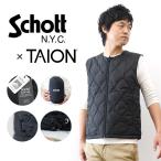 インナー ダウン ベスト Schott ショット TAION タイオン メンズ レディース 800FP 軽量 暖かい 防寒 おしゃれ アメカジ ブランド 黒 通勤 通学 782-5253002