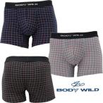 GUNZE(グンゼ)BODYWILD(ボディーワイルド) 綿混タッターソールチェックボクサーブリーフ BWE584G(前とじ)